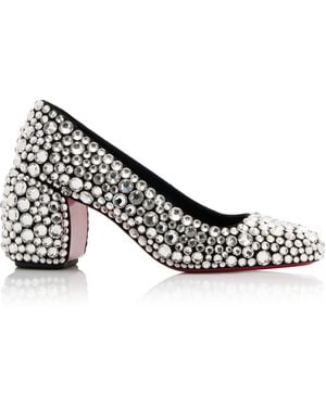 Christian Louboutin Minny Maxi 70mm Crystal-embellished Suede Court Shoes - Metallic