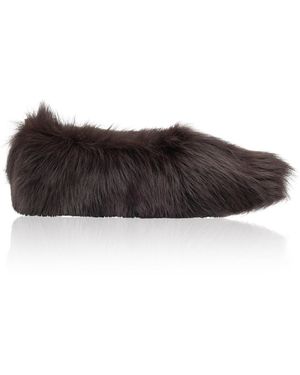 Hvoya Fur-Fur Ballet Flats - Black