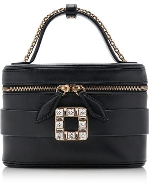 Roger Vivier Crystal-Buckle Leather Vanity Micro Bag - Black
