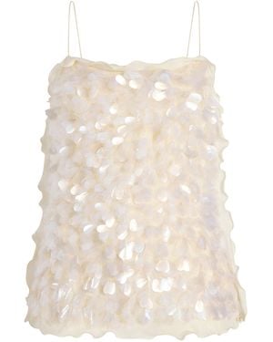 Marina Moscone Silk Paillette Camisole - Natural