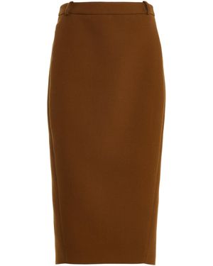 Michael Kors Pegged Wool-Blend Midi Skirt - Brown