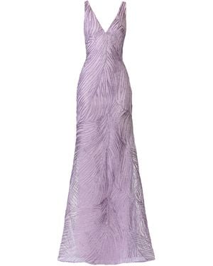 Naeem Khan Fit-And-Flare Metallic Raffia Gown - Purple
