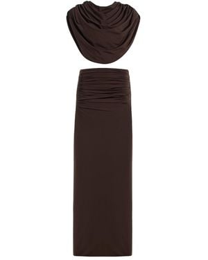 Maygel Coronel Exclusive Amalra Jersey Skirt Set - Brown