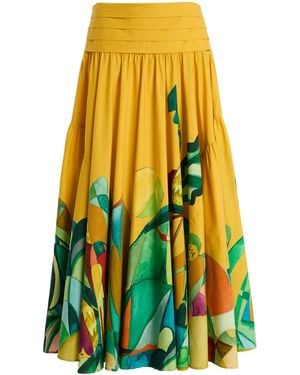 ALÉMAIS Mokshini Printed Organic Cotton Midi Skirt - Yellow