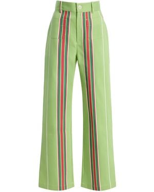 La Veste Exclusive La Isla Pippi Cotton Straight-Leg Trousers - Green