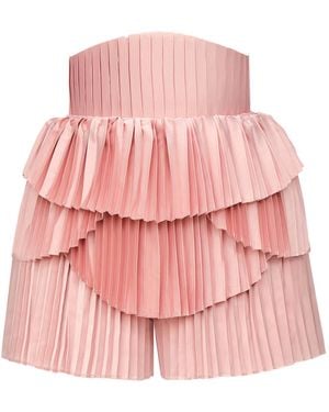 Andrea Iyamah Hibi Pleated Satin Shorts - Pink