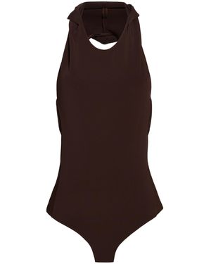 Courreges Frame Illusion Hooded Bodysuit - Brown