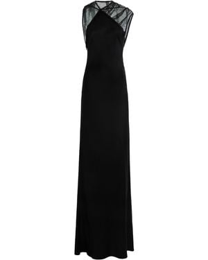 Victoria Beckham Mesh-Detailed Crepe Gown - Black