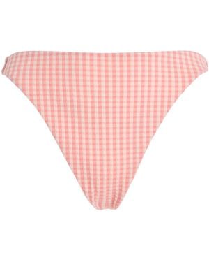 Juillet Edie High-Waisted Gingham Bikini Bottom - Pink