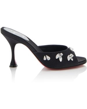 Christian Louboutin Degraqueen 85mm Crystal-embellished Crepe Satin Sandals - Black