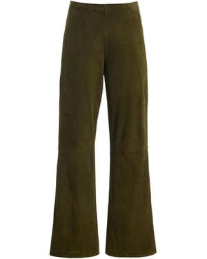 Sloan Exclusive Suede Low-rise Flared-leg Trousers - Green