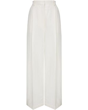 DI STAVNITSER The Signature Mid-Rise Cotton-Linen Straight-Leg Trousers - White