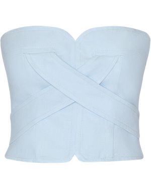 ANDRES OTALORA Sea Incierto Linen Cropped Top - Blue
