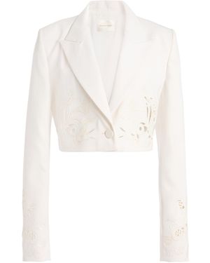 Zuhair Murad Eyelet Cropped Blazer - White