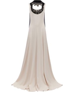 Harithand La Lune Lace-Detailed Silk-Georgette Gown - Natural