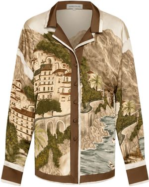 ANDRES OTALORA Tarde De Verano Satin Shirt - Natural