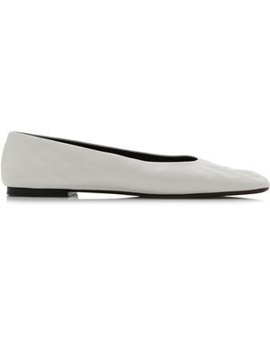 The Row Square Leather Ballet Flats - White