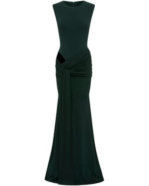 Alex Perry Cut-out Draped Jersey Gown - Green