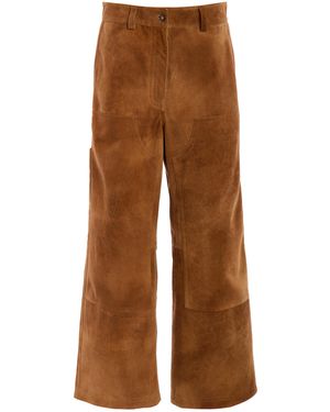 Jonathan Simkhai Bates Suede Straight-Leg Trousers - Brown