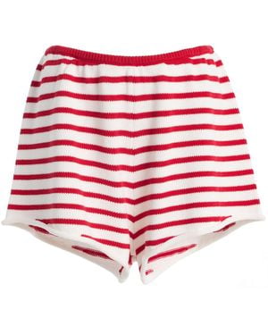 ELCE Cordelia Striped Cotton Shorts - Red