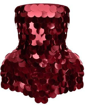 BALYKINA Sequined Corset Top - Red