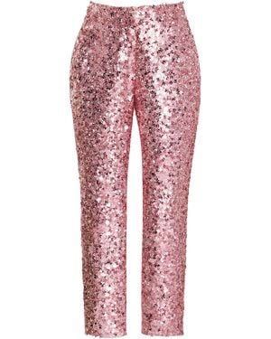 Delpozo Sequined Satin Straight-leg Trousers - Red