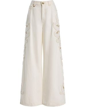 Zimmermann Denim Applique Relaxed Flare - White