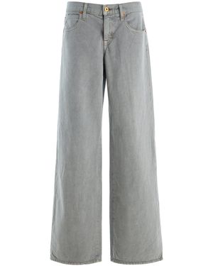 SLVRLAKE Denim Lexi Rigid Low-Rise Wide-Leg Jeans - Grey