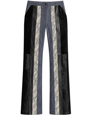 ZUT Nigata Mixed-Leather Wide-Leg Trousers - Black