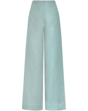 ANDRES OTALORA La Promesa Linen Wide-Leg Trousers - Green