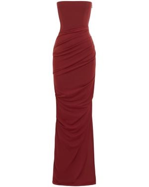 Alex Perry Strapless Stretch-Mesh Maxi Dress - Red