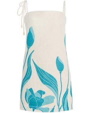 ANDRES OTALORA Exclusive Brisa Floral Linen Mini Dress - Blue