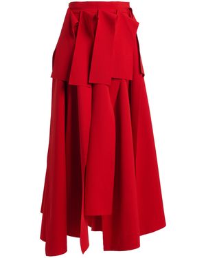 A.W.A.K.E. MODE Asymmetric Crepe Midi Skirt - Red