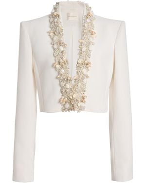 Zuhair Murad Cropped Embellished Jacket - White