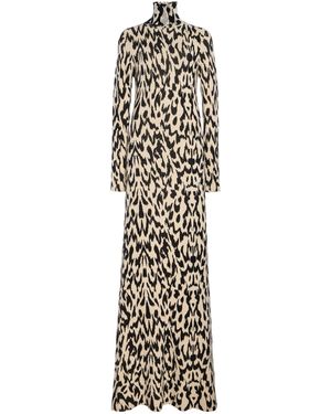 Brandon Maxwell The Camille Printed Cashmere Gown - White