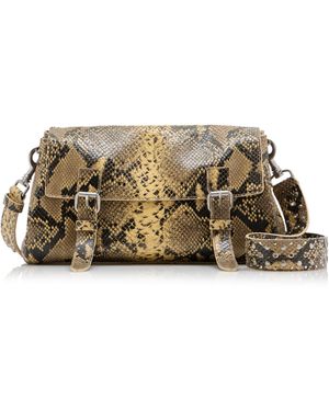 Dries Van Noten Python-Effect Leather Satchel Bag - Metallic