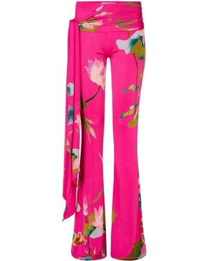 Conner Ives Printed Jersey Flared-Leg Trousers - Pink