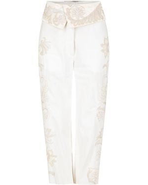 Dries Van Noten Prissy Embroidered Cotton-Canvas Capri Trousers - White