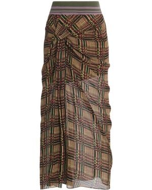 Dries Van Noten Suma Draped Midi Skirt - Brown
