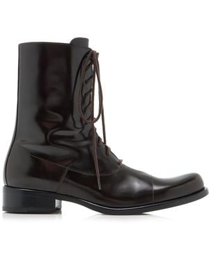 The Row Kai Lace-Up Leather Boots - Black