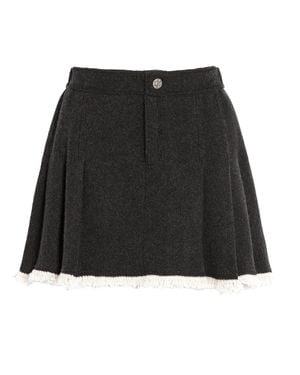 Barrie Pleated Cashmere Mini Skirt - Black