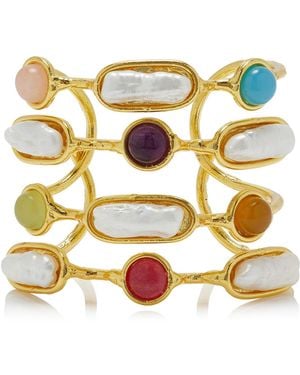 Sylvia Toledano Grace-Plated-Stone Cuff - Metallic