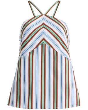 Rosie Assoulin Call Me Maybe Striped Halter Top - Blue