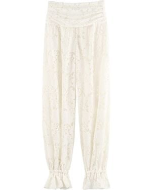 ARAKII Exclusive Velvet Lace Wide-Leg Pants - White