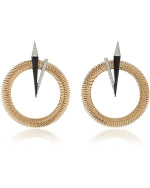 Nikos Koulis Feelings 18k Yellow And White Gold Diamond Hoop Earrings - Metallic