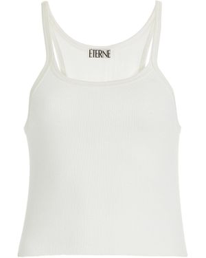 ÉTERNE Ribbed Cotton Tank Top - White