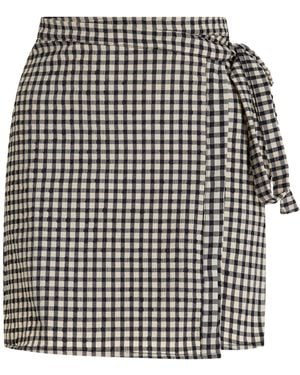 Juillet Exclusive Gingham Wrap Skirt - Black