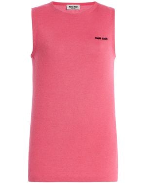 Miu Miu Cashmere-Silk Sleeveless Sweater - Pink