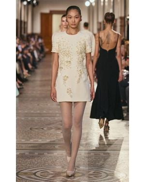 Georges Hobeika Embroidered Mini Dress - Natural