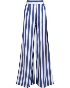 Francesca Miranda Acqua Wide-Legged Silk Trousers - Blue